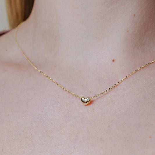 925 Sterling Silver Gold Plated Small Heart with Stone Necklace
