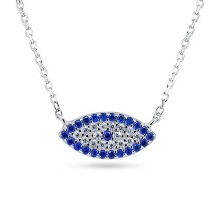925 Sterling Silver Rhodium Plated Evil Eye CZ Necklace