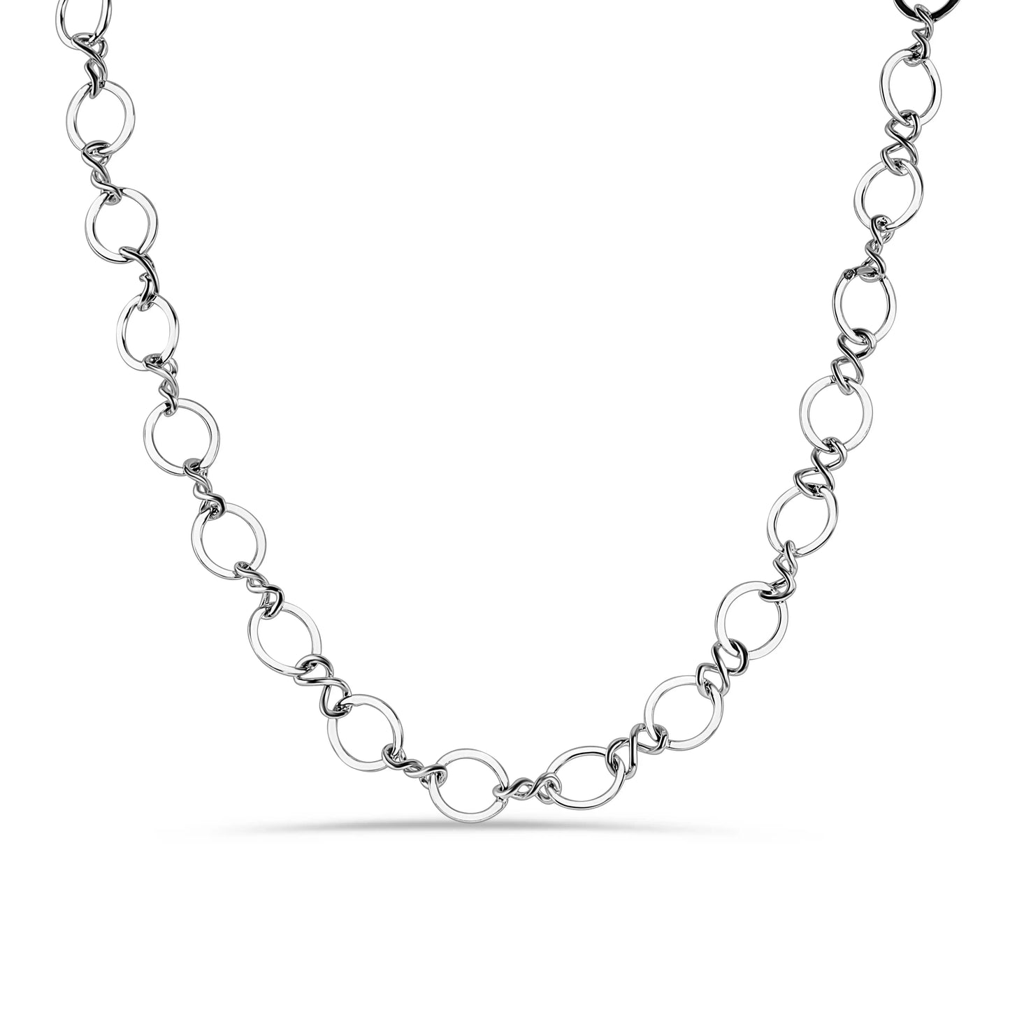 925 Sterling Silver Rhodium Plated Plain Multi Circle Necklace