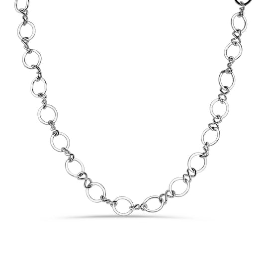 925 Sterling Silver Rhodium Plated Plain Multi Circle Necklace