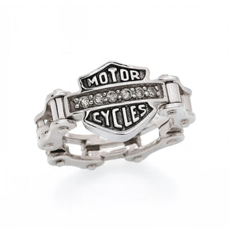 925 Sterling Silver Clearance - Rhodium Plated CZ Biker Ring