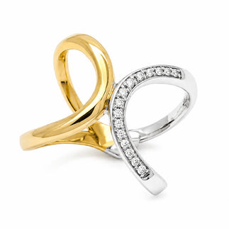 925 Sterling Silver Two-Tone CZ Open Design Ring