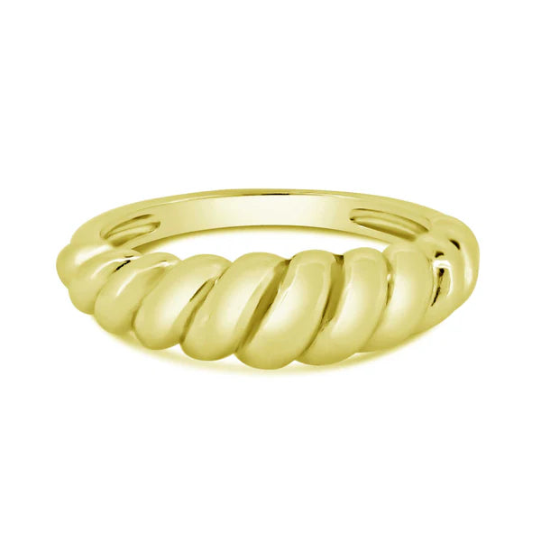 925 Sterling Silver Gold Plated Croissant Design Ring