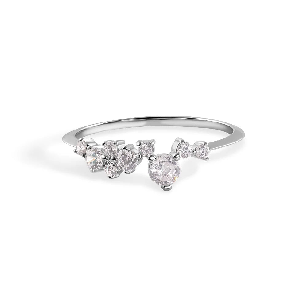 925 Sterling Silver Nickel Free Rhodium Plated Abstract Pattern Clear CZ Ring