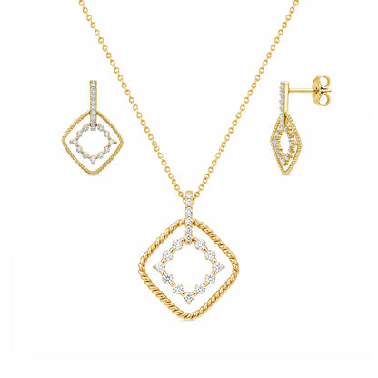 925 Sterling Silver Clearance-Gold Plated Diamond Shape Dangling CZ Sets