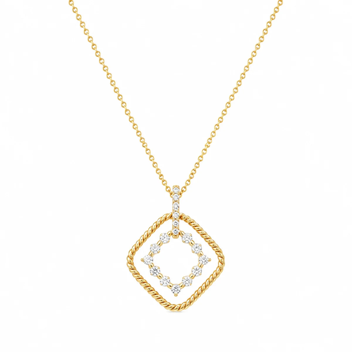 925 Sterling Silver Clearance-Gold Plated Diamond Shape Dangling CZ Sets