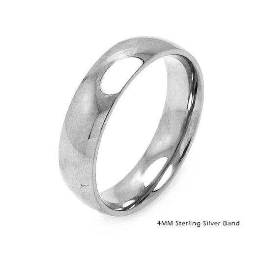 925 Sterling Silver High Polished Plain Wedding Band Round Ring - RING01-4MM