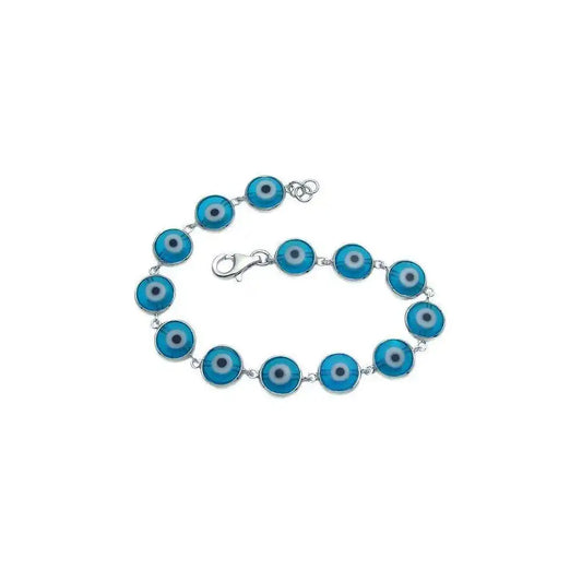 925 Sterling Silver Rhodium Plated Evil Eye Tennis Bracelet