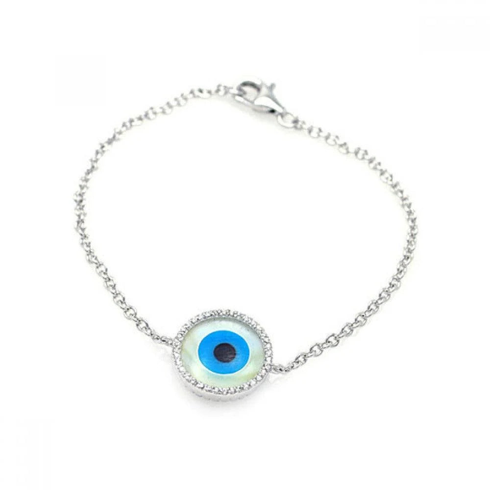 925 Silver Rhodium Plated Evil Eye Bracelet