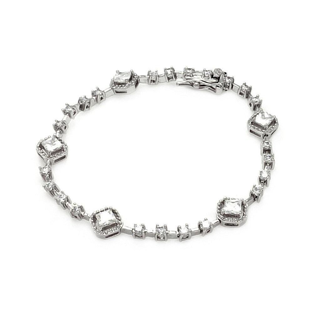 925 Silver Rhodium Plated Multiple Tennis Clear CZ Bracelet