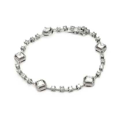 925 Silver Rhodium Plated Multiple Tennis Clear CZ Bracelet