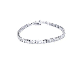 925 Sterling Silver Rhodium Plated Square Clear CZ Tennis Bracelet