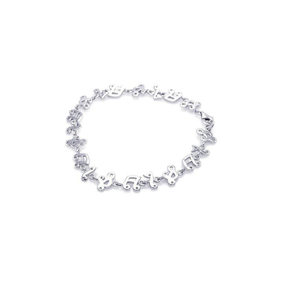 925 Silver Rhodium Plated Music Note Tennis Bracelet