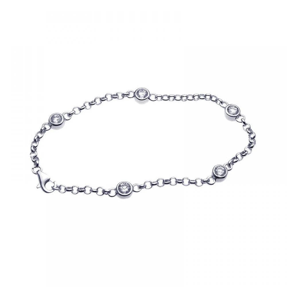 925 Silver Rhodium Plated Clear CZ Bracelet