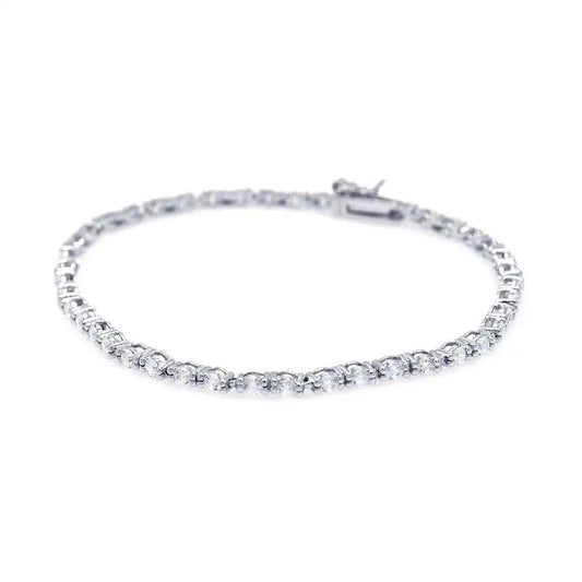 925 Sterling Silver Rhodium Plated Round Clear CZ Tennis Bracelet
