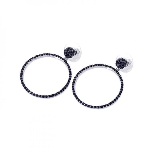 925 Silver Clearance-Black Rhodium Plated CZ Dangling Earrings