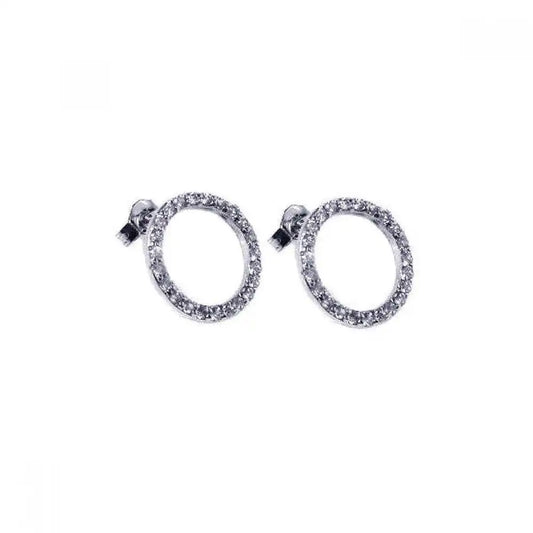 925 Sterling Silver Rhodium Plated Round CZ Stud Earrings