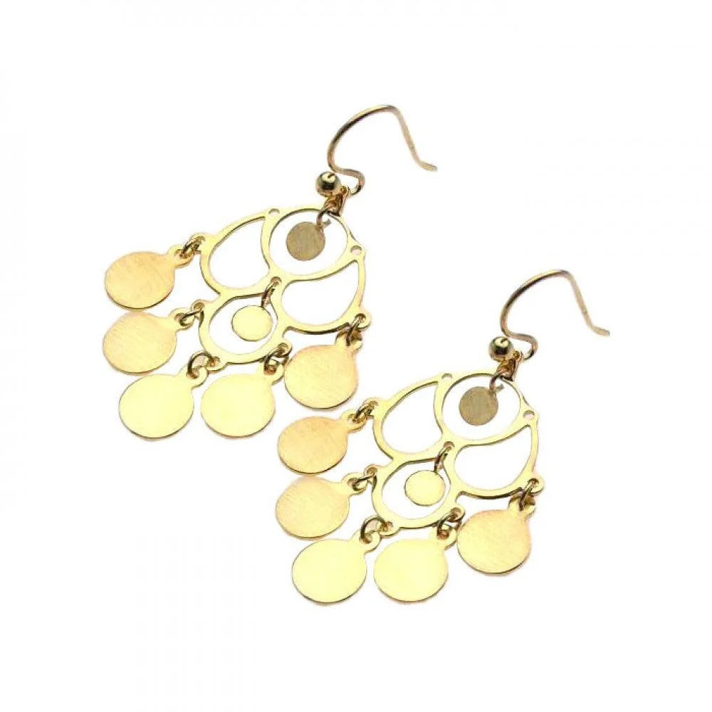 925 Silver Gold Rhodium Plated Flat Round Chandelier Hook Earrings