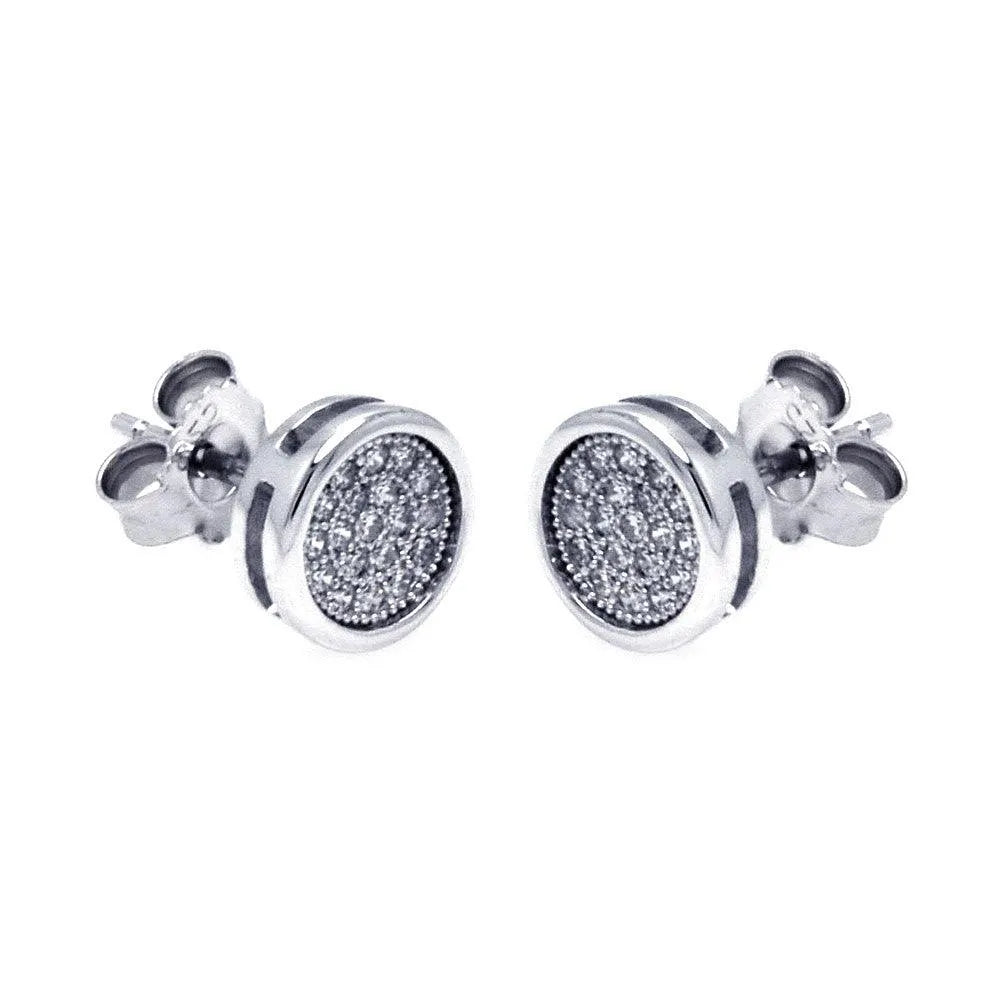925 Sterling Silver Rhodium Plated Micro Pave Clear Square CZ Stud Earrings