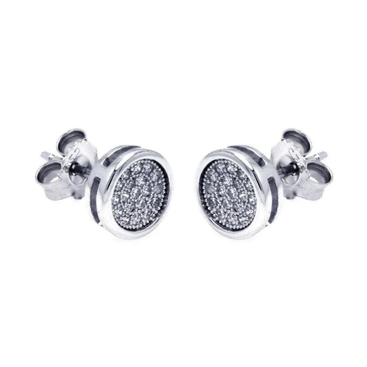 925 Sterling Silver Rhodium Plated Micro Pave Clear Square CZ Stud Earrings