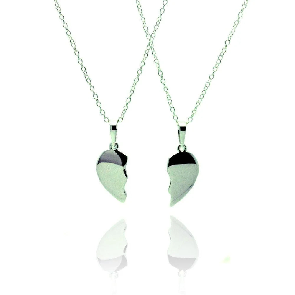 925 Silver Rhodium Plated Broken Heart Piece Necklace
