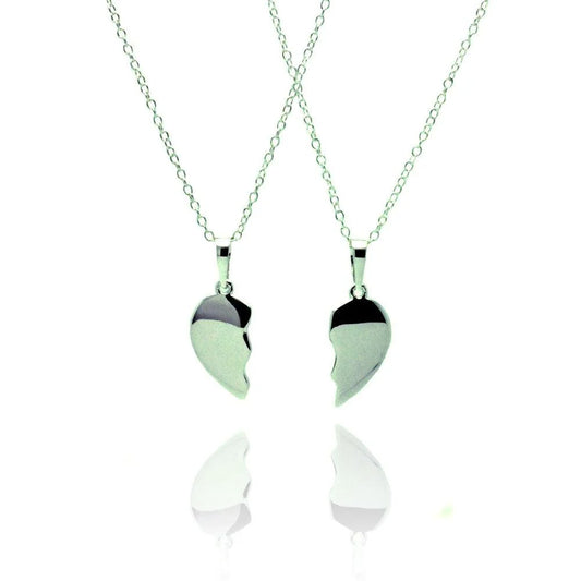925 Silver Rhodium Plated Broken Heart Piece Necklace