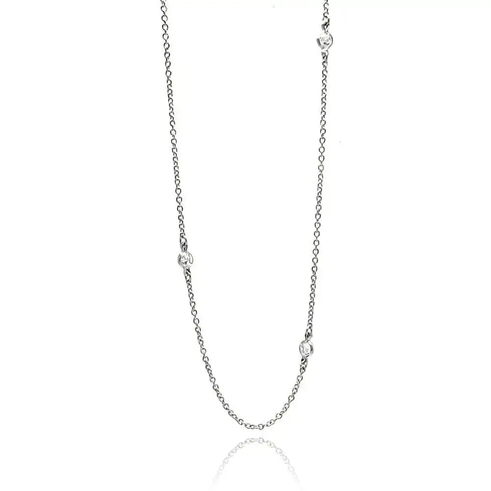 925 Sterling Silver Rhodium Plated CZ By The Yard Necklace