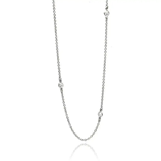 925 Sterling Silver Rhodium Plated CZ By The Yard Necklace