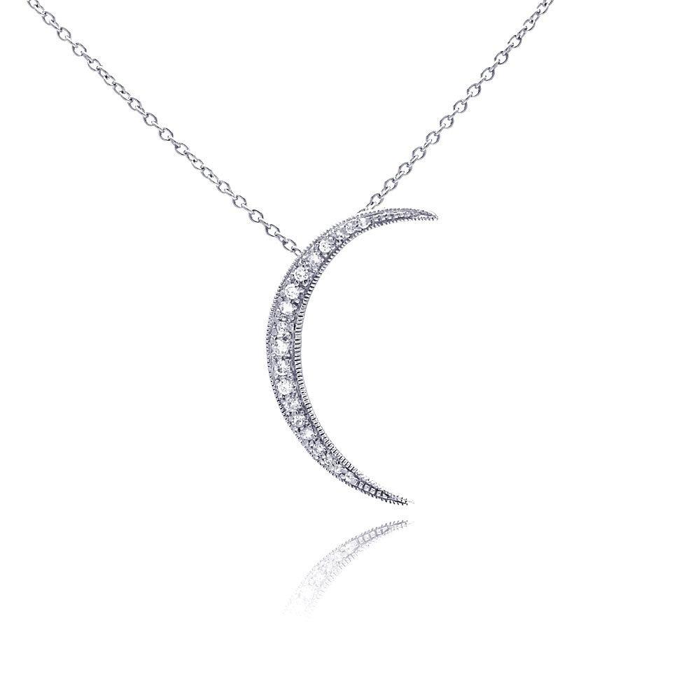 925 Silver Clear CZ Rhodium Plated Solar Pendant Necklace