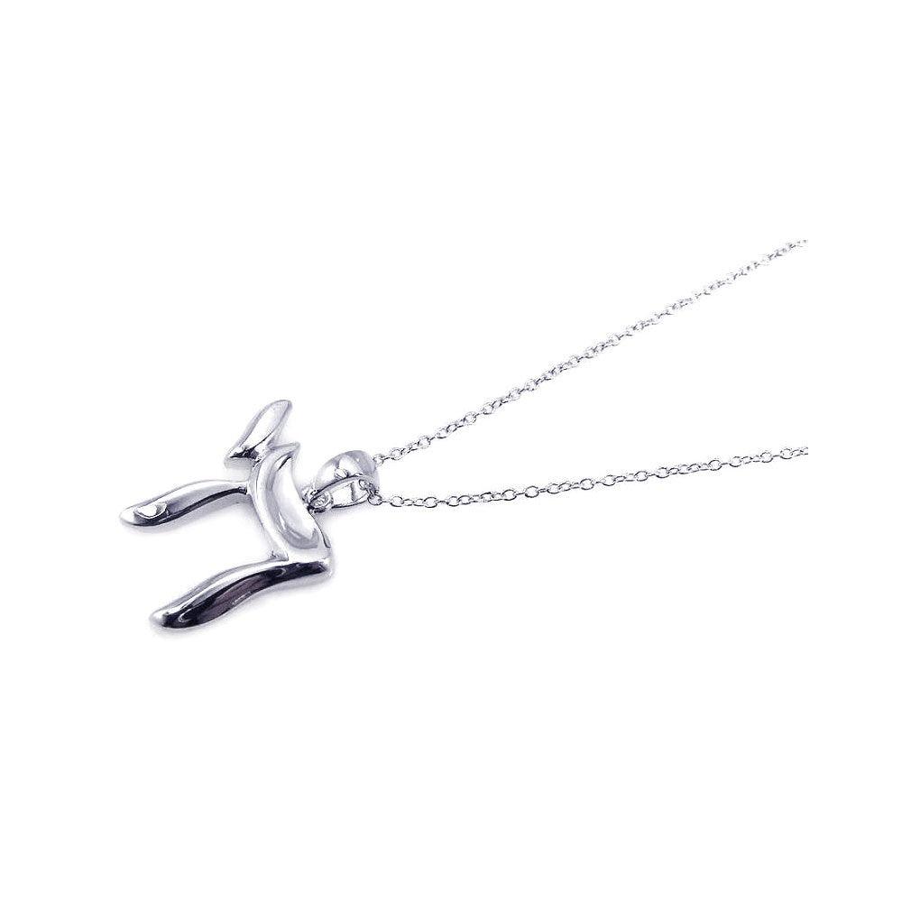 925 Silver Rhodium Plated Chai Pendant Necklace
