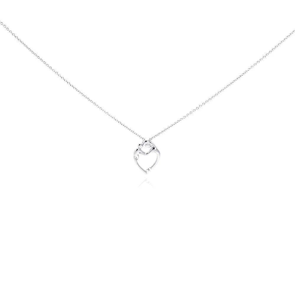 925 Silver Rhodium Plated Figurine Heart Pendant Necklace