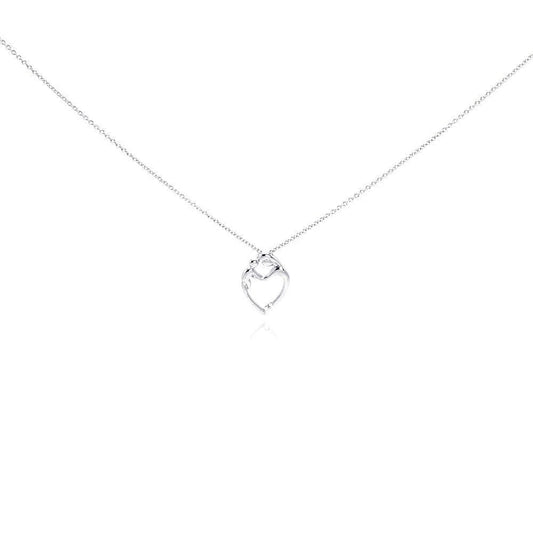 925 Silver Rhodium Plated Figurine Heart Pendant Necklace