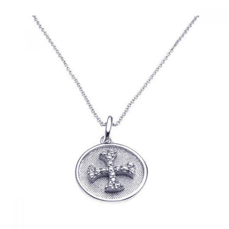 925 Silver Clearance-Rhodium Plated Clear CZ Cross Pendant Necklace