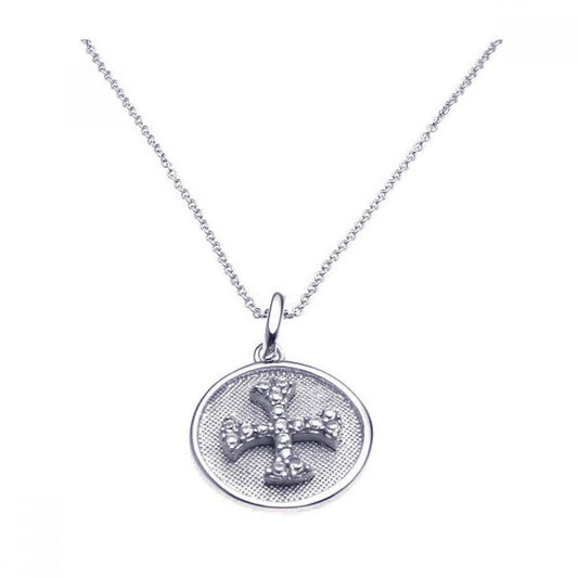 925 Silver Clearance-Rhodium Plated Clear CZ Cross Pendant Necklace