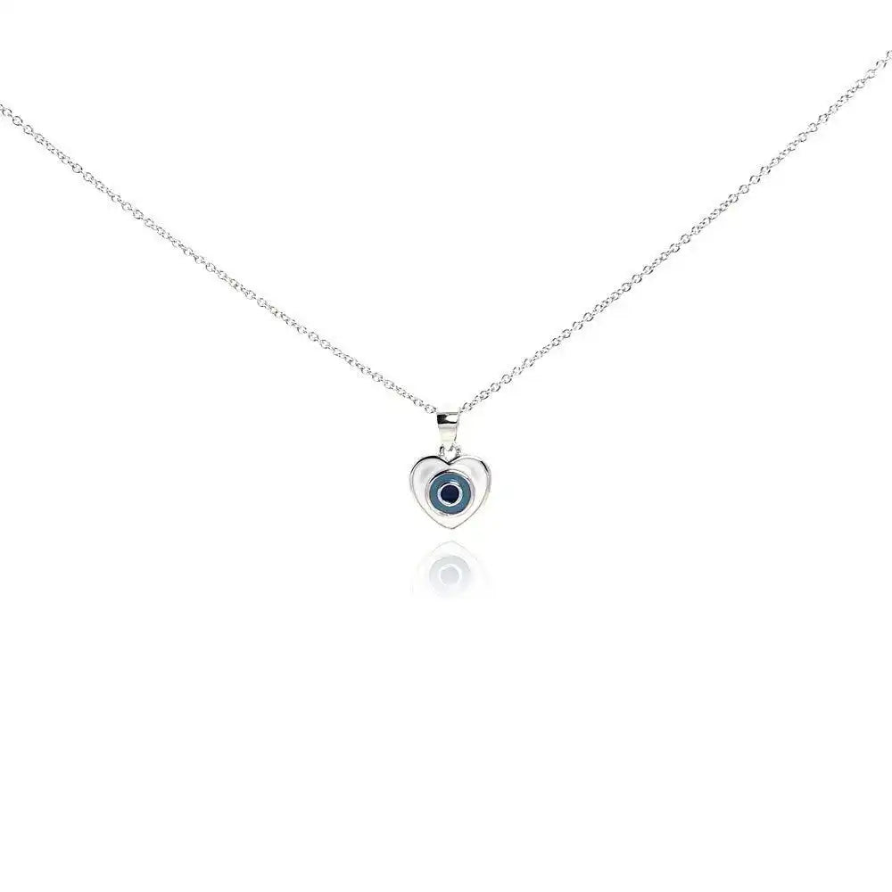 925 Sterling Silver Rhodium Plated Clear CZ Heart Pendant Necklace