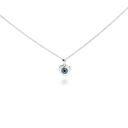 925 Sterling Silver Rhodium Plated Clear CZ Heart Pendant Necklace