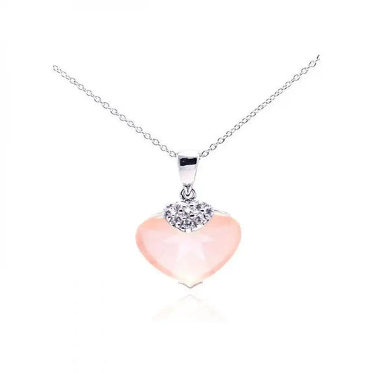925 Sterling Silver Clearance Rhodium Plated Champagne CZ Heart Pendant Necklace