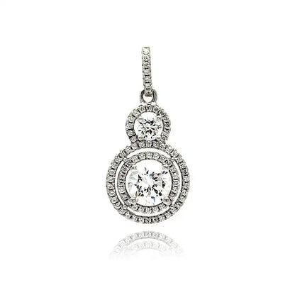 925 sterling silver Rhodium Plated Multiple Graduated Circle Micro Pave CZ Dangling Pendant
