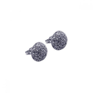 925 Silver Rhodium Plated Micro Pave Clear CZ Stud Earrings