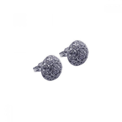 925 Silver Rhodium Plated Micro Pave Clear CZ Stud Earrings