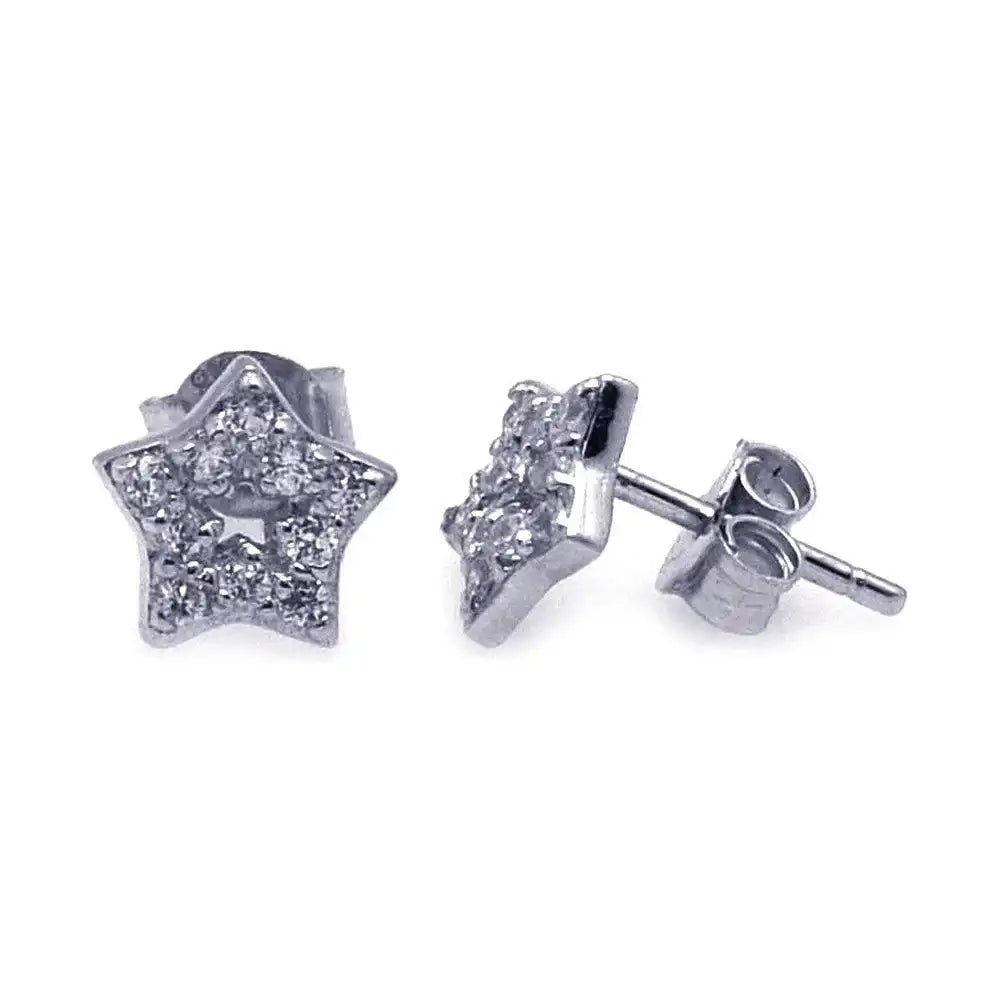 925 Sterling Silver Rhodium Plated CZ Stud Earrings