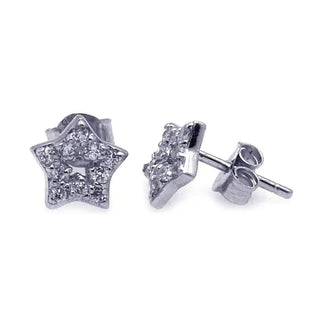 925 Sterling Silver Rhodium Plated CZ Stud Earrings