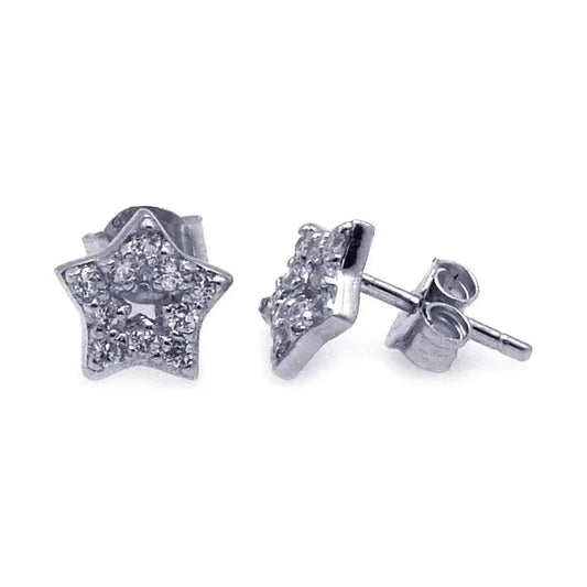 925 Sterling Silver Rhodium Plated CZ Stud Earrings