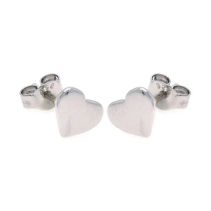 925 Sterling Silver Rhodium Plated Heart Stud Earrings