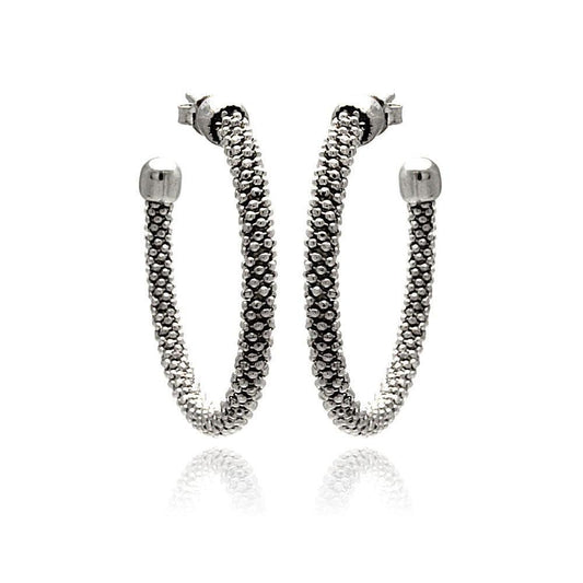 925 Silver Clearance-Rhodium Plated Hoop Earrings