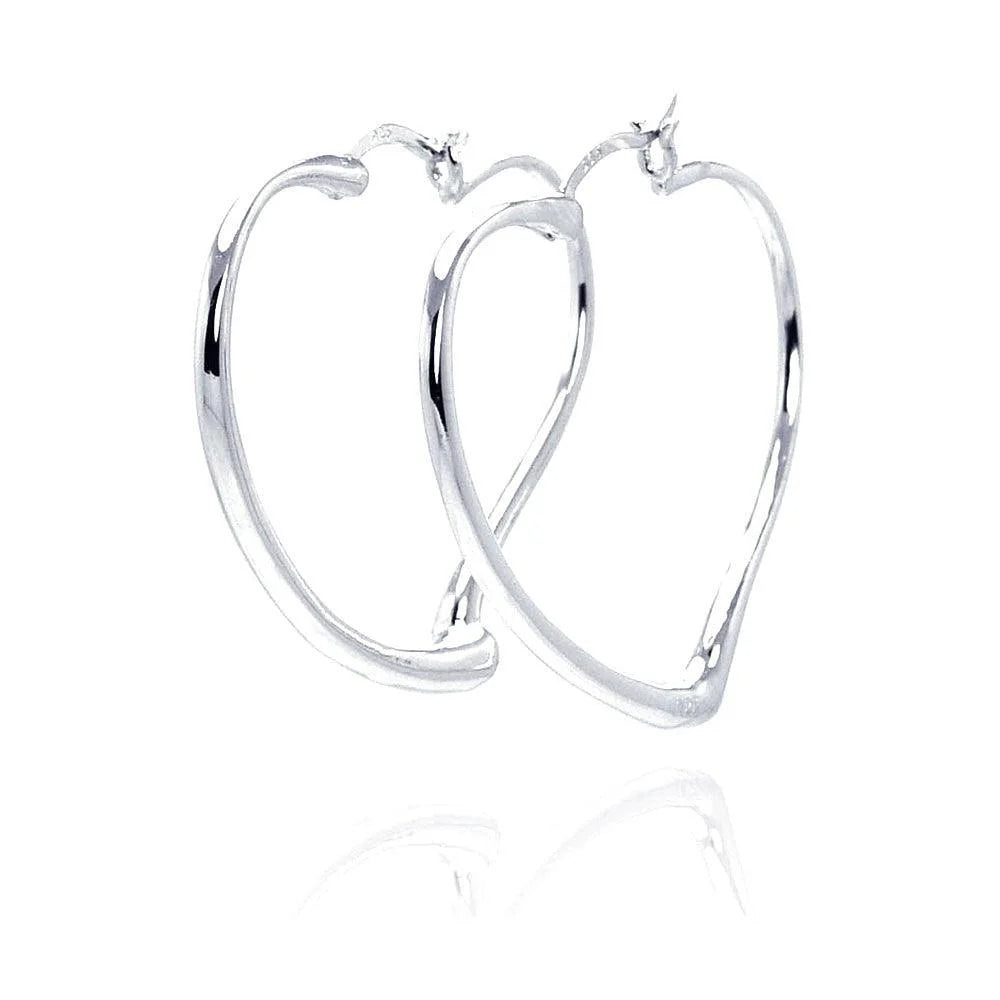 925 Silver Rhodium Plated Heart Hoop Earrings