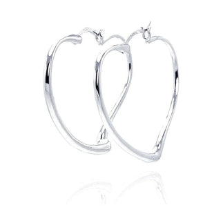 925 Silver Rhodium Plated Heart Hoop Earrings