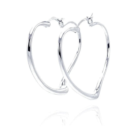 925 Silver Rhodium Plated Heart Hoop Earrings