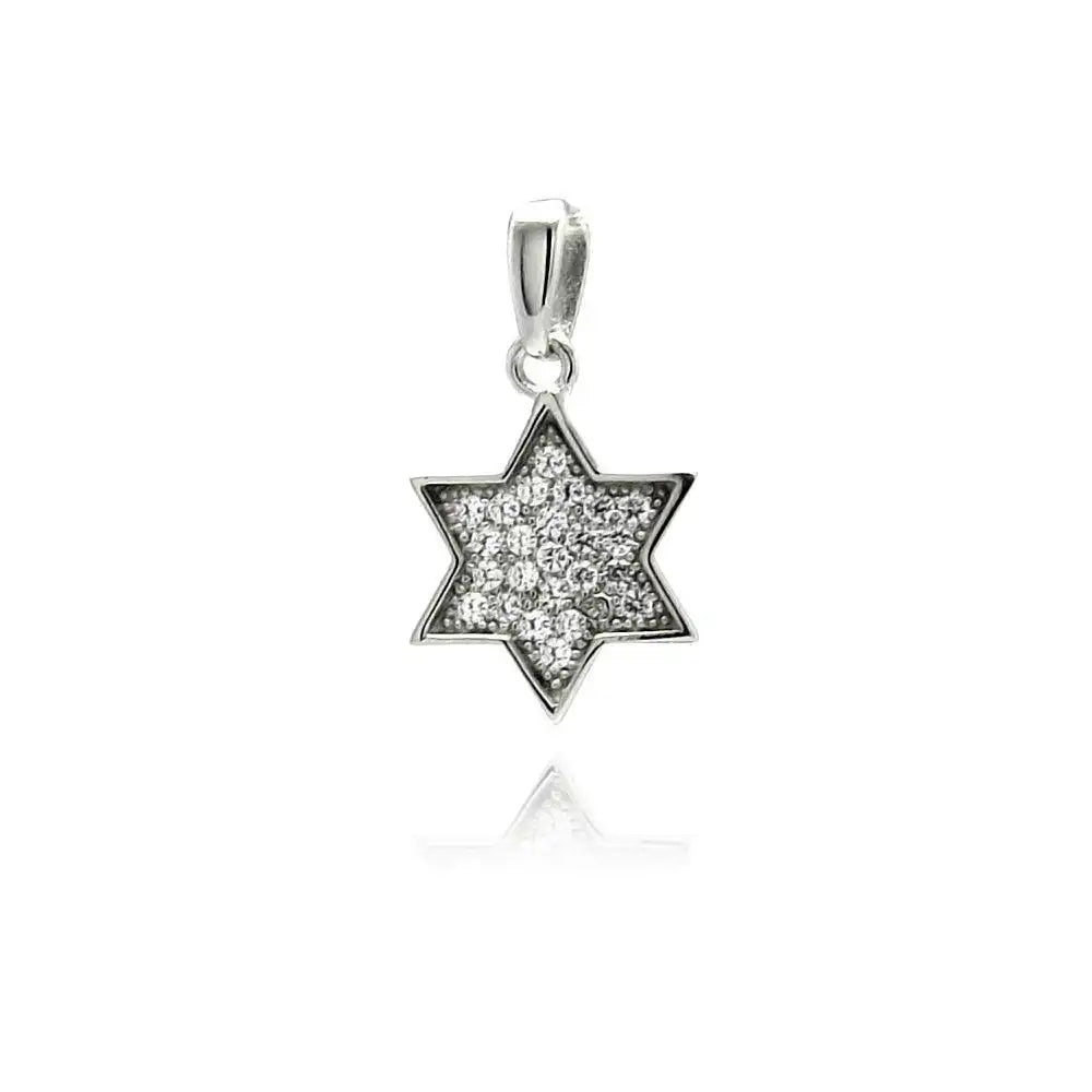 925 Sterling Silver Rhodium Plated Star CZ Dangling Pendant