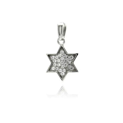 925 Sterling Silver Rhodium Plated Star CZ Dangling Pendant
